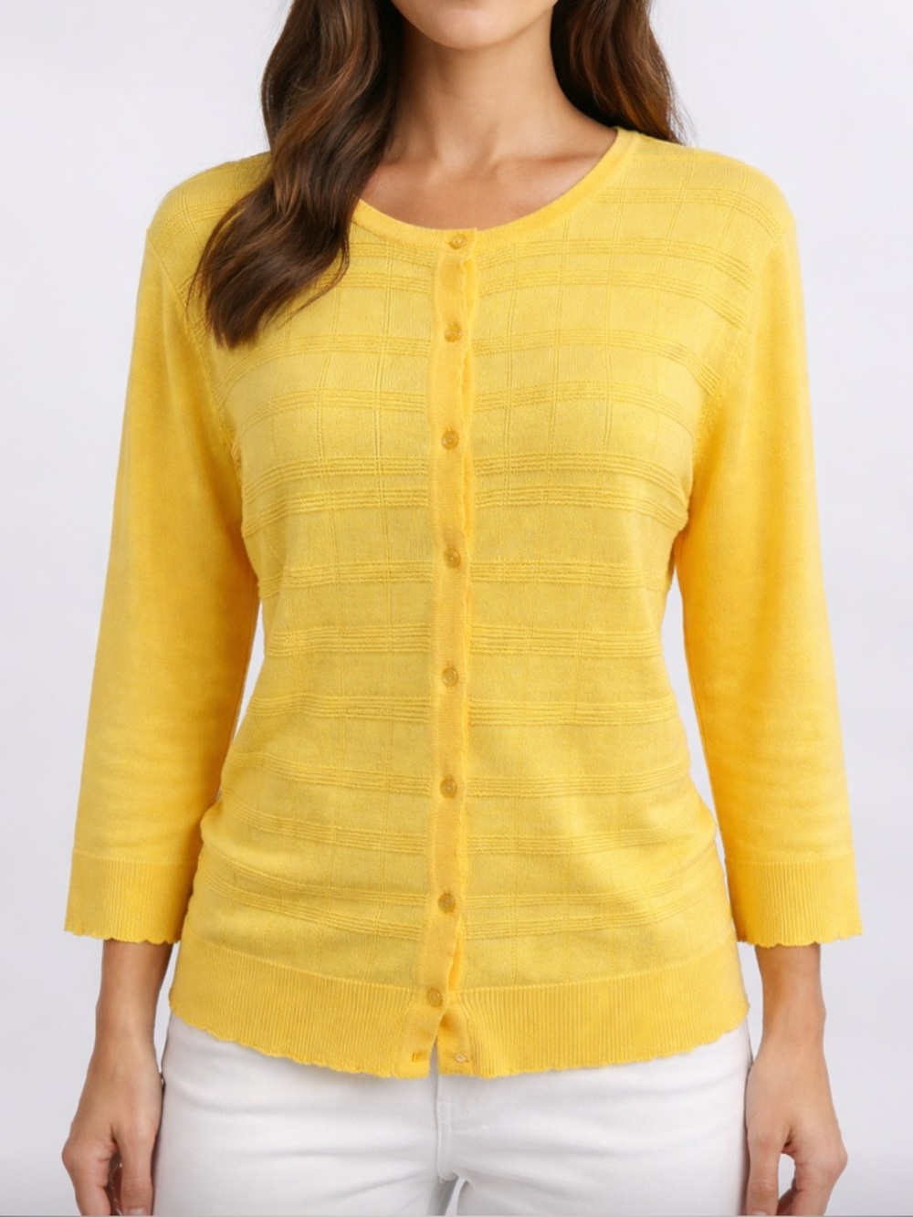 Spense Knits Yellow Women  Long Sleeve Cardigan Size Large